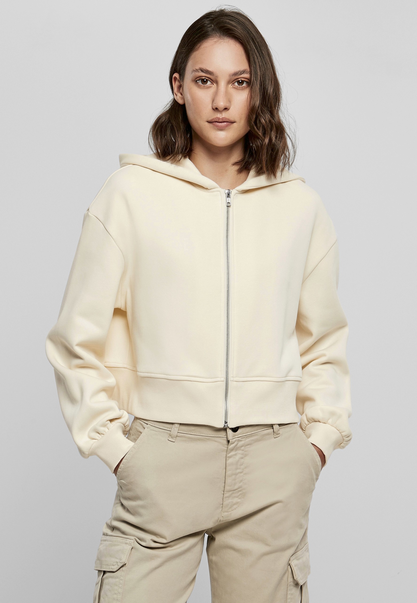 Sweatshirt Jacken - Build Your Brand - Ladies Short Oversized Zip Jacket - BY237