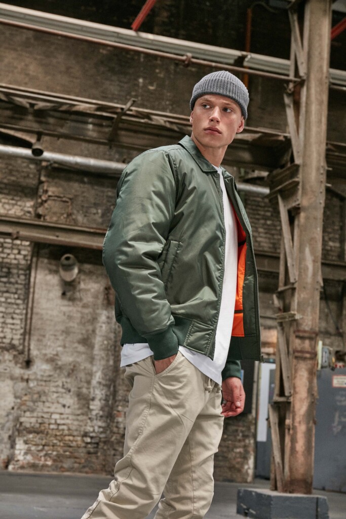 BUILD YOUR BRAND Collar Bomber Jacket | BY157