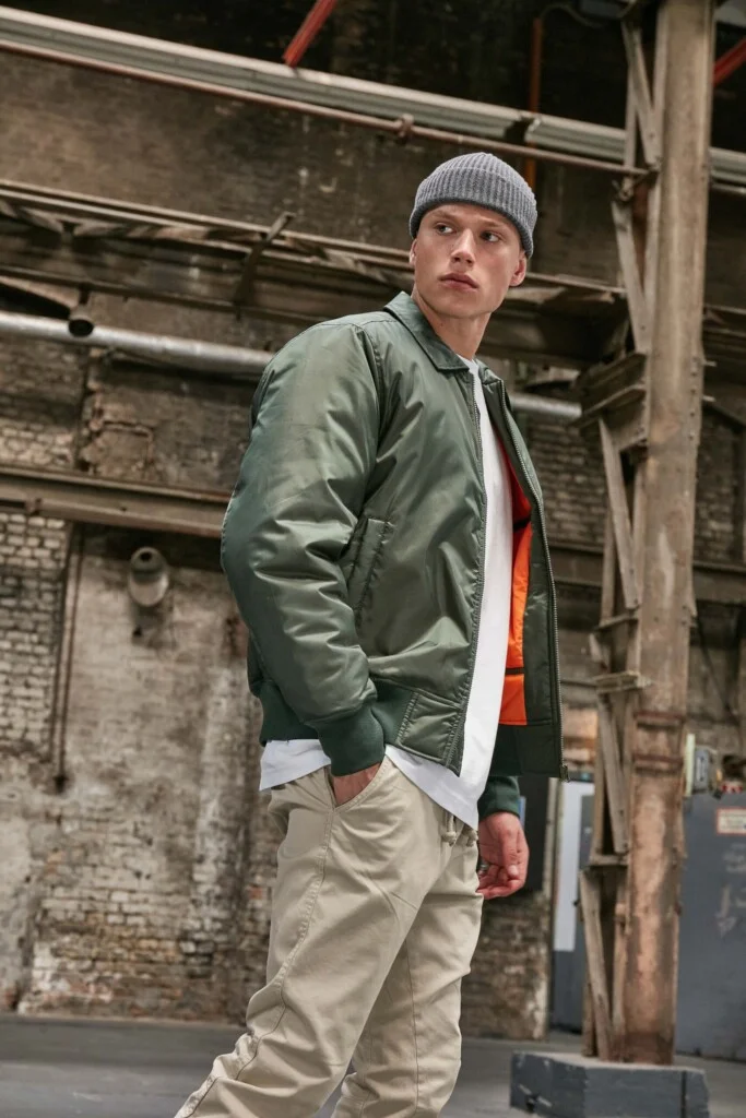 BUILD YOUR BRAND Collar Bomber Jacket | BY157