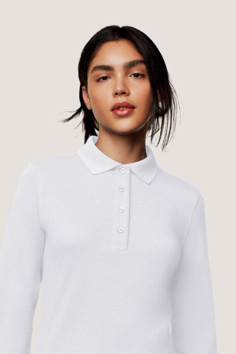 Women's long-sleeved polo shirt MIKRALINAR® HAKRO white HK215