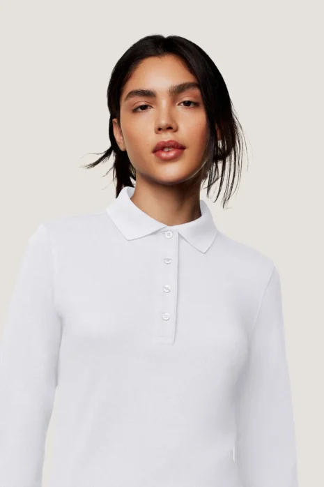 HAKRO Damen Longsleeve-Poloshirt MIKRALINAR® HK215 weiß Damen Longsleeve-Poloshirt MIKRALINAR® HAKRO weiß HK215