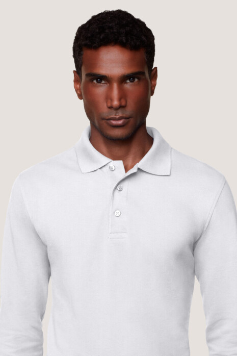 Longsleeve-Poloshirt Classic HAKRO weiß HK820