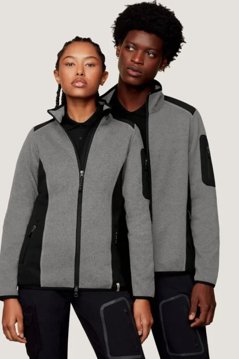 HAKRO Strickfleecejacke Dawson HK836 grau meliert Strickfleecejacke Dawson HAKRO grau meliert HK836
