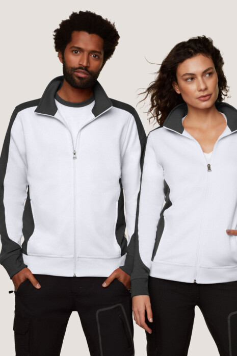 Contrast MIKRALINAR® HAKRO white/anthracite sweatshirt HK477