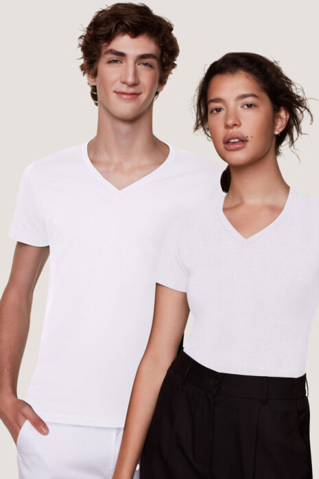 V-neck stretch shirt HAKRO white HK272