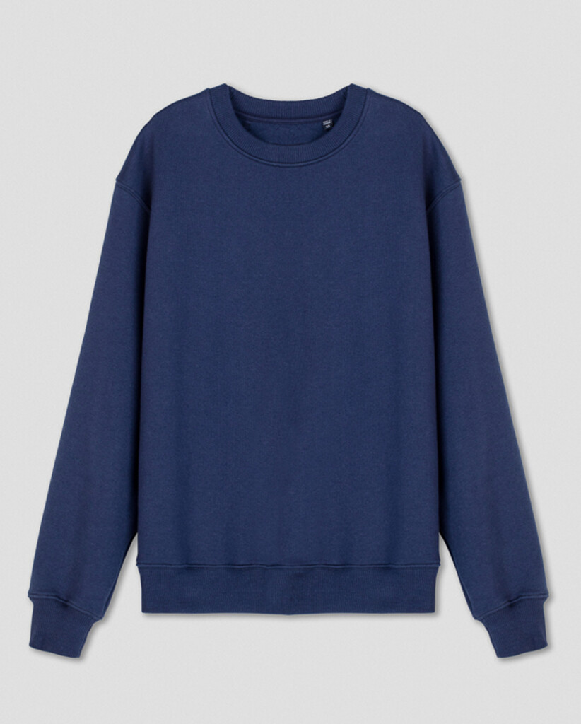 Organic cotton sweatshirt, made in EU, navy blue, front