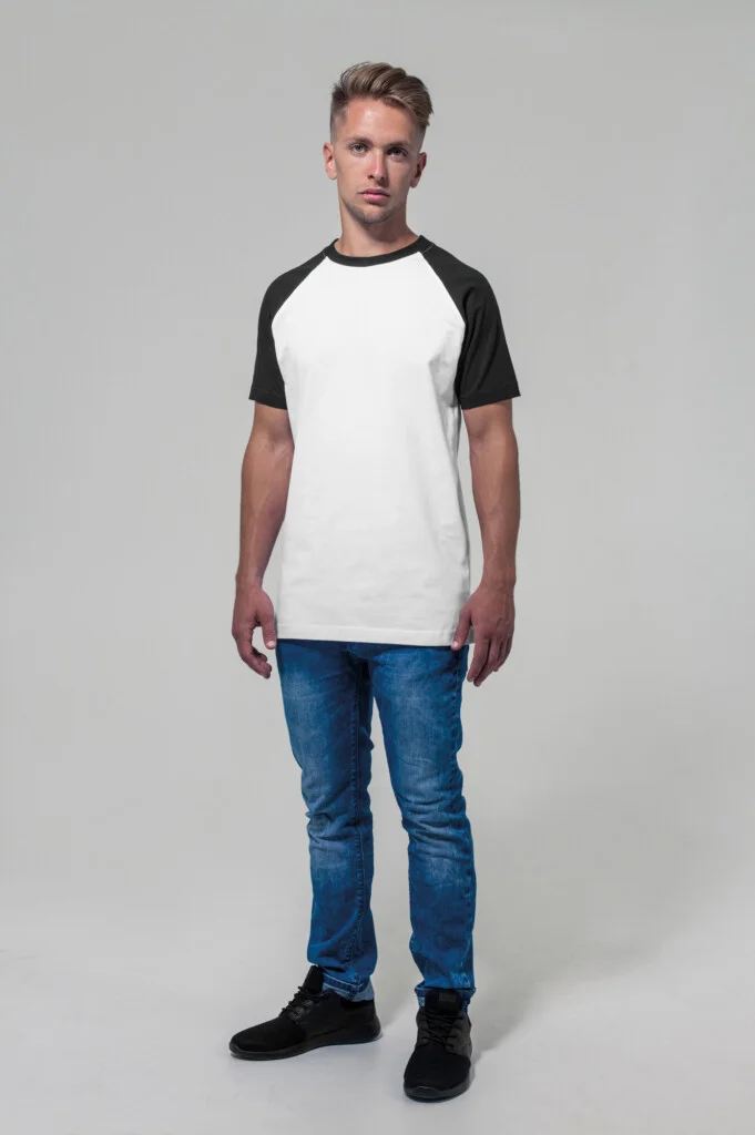 BUILD YOUR BRAND Raglan Contrast Tee | BY007