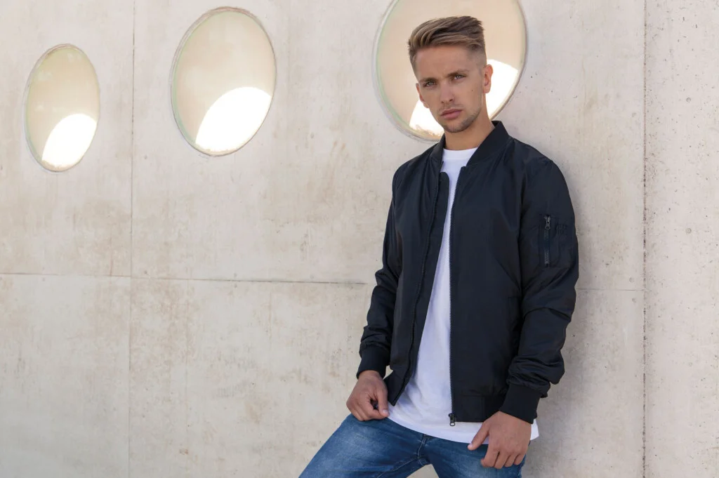 BUILD YOUR BRAND Nylon Bomber Jacket | BY045