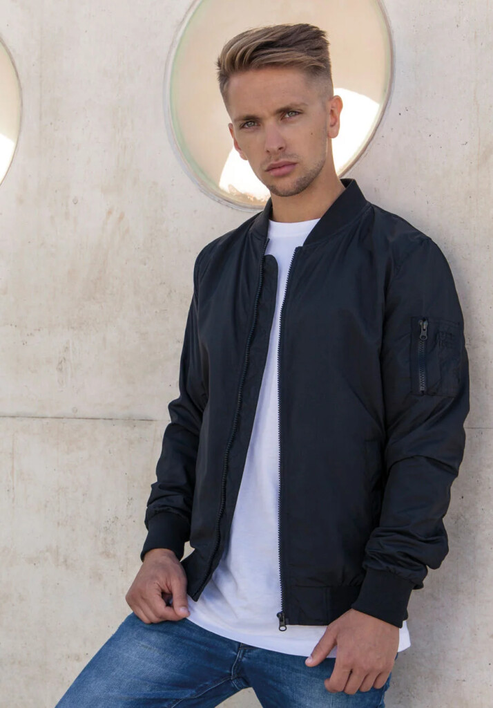 BUILD YOUR BRAND Nylon Bomber Jacket | BY045