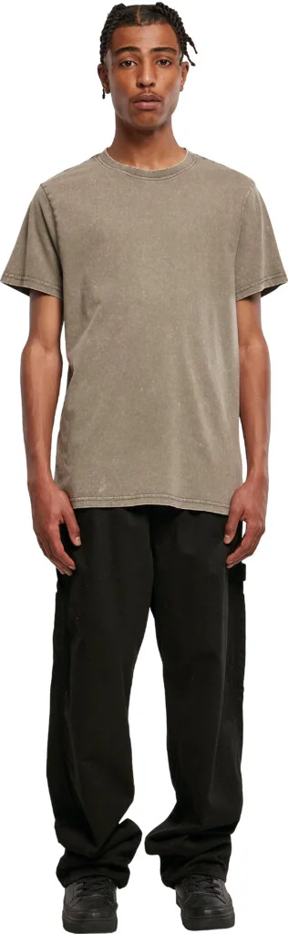 BUILD YOUR BRAND Acid Washed Round Neck Tee | BY190