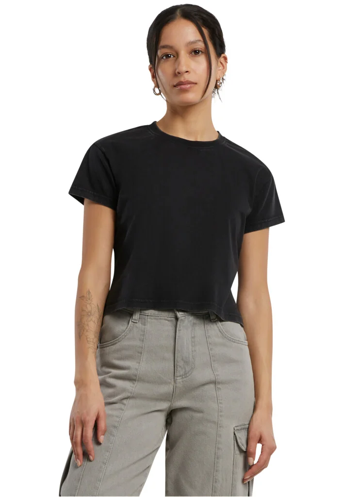 BUILD YOUR BRAND Ladies Vintage Cropped Tee | BY305