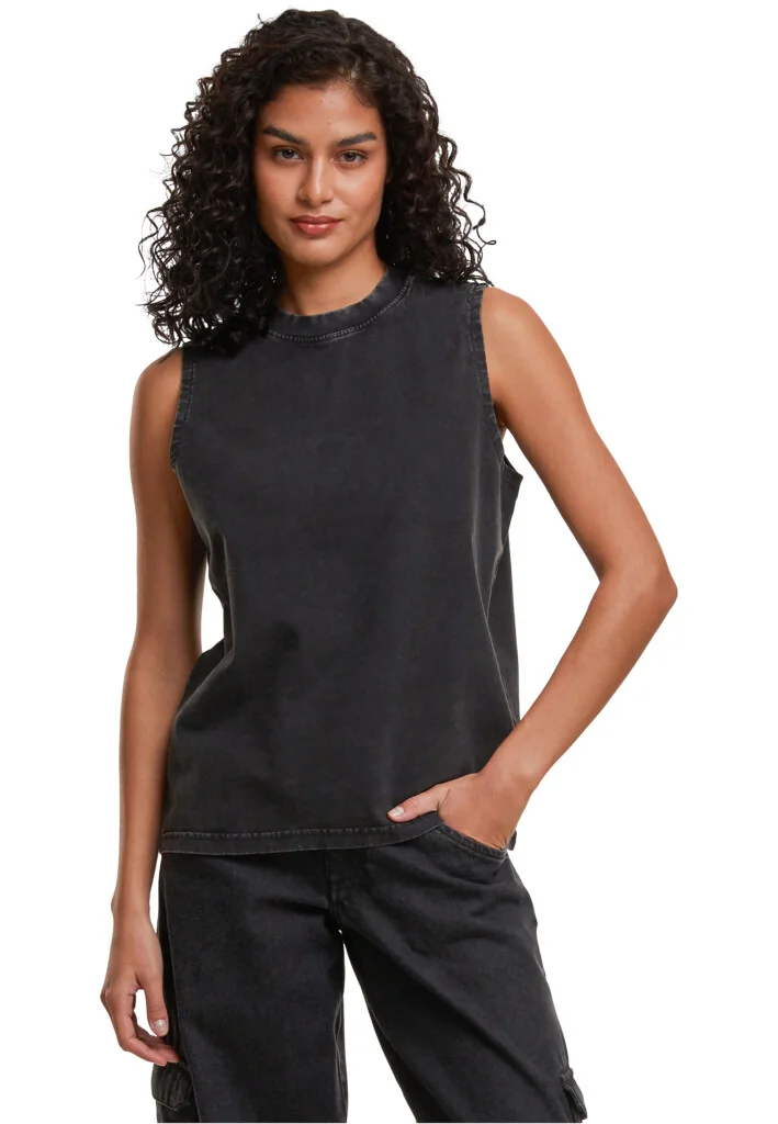 BUILD YOUR BRAND Ladies Vintage Washed Sleeveless Tee | BY429