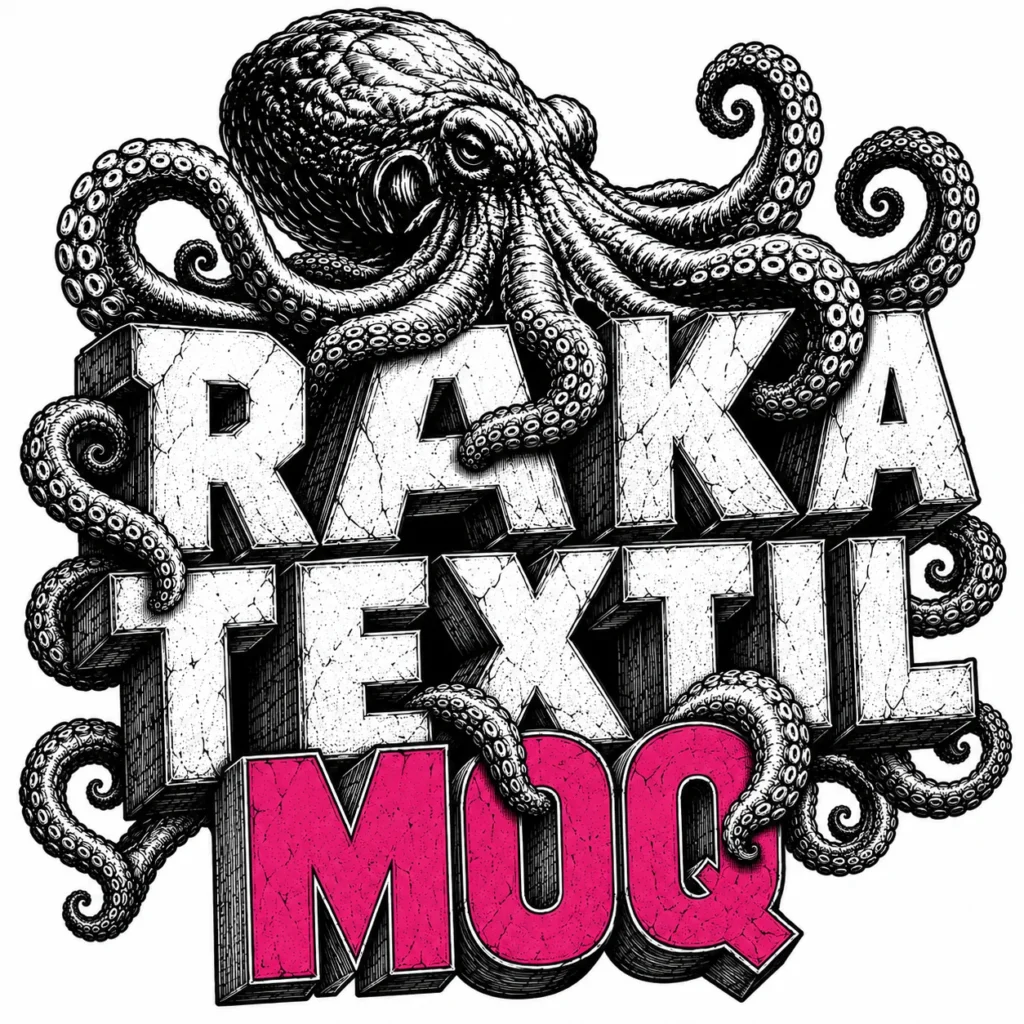 Schwarz-weiße Oktopusillustration über einem dreidimensionalen Schriftzug mit pink hervorgehobener Abkürzung MOQ
