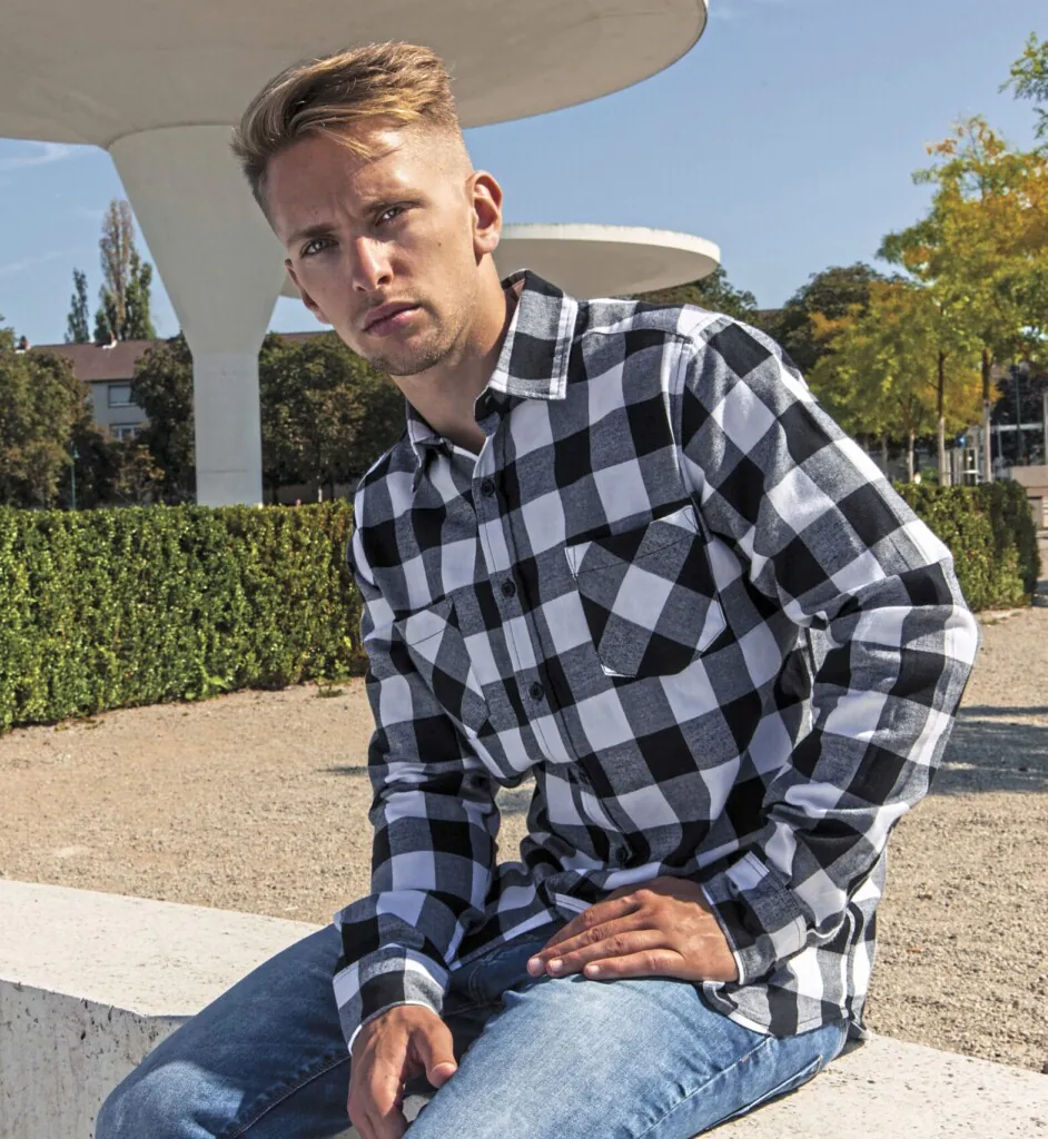 BUILD YOUR BRAND Checked Flannel Shirt | BY031