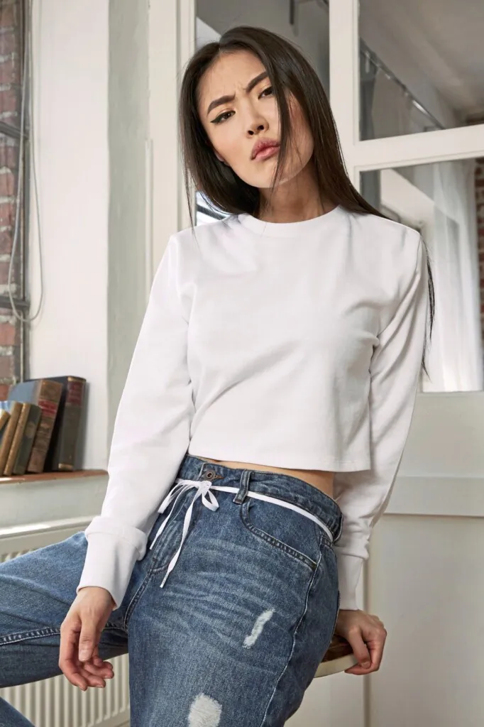 BUILD YOUR BRANDLadies' Terry Cropped Crew | BY131